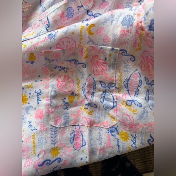 NWOT Lilly Pulitzer Seacoast Linen Summer Serenade Button Down - Picture 7 of 11